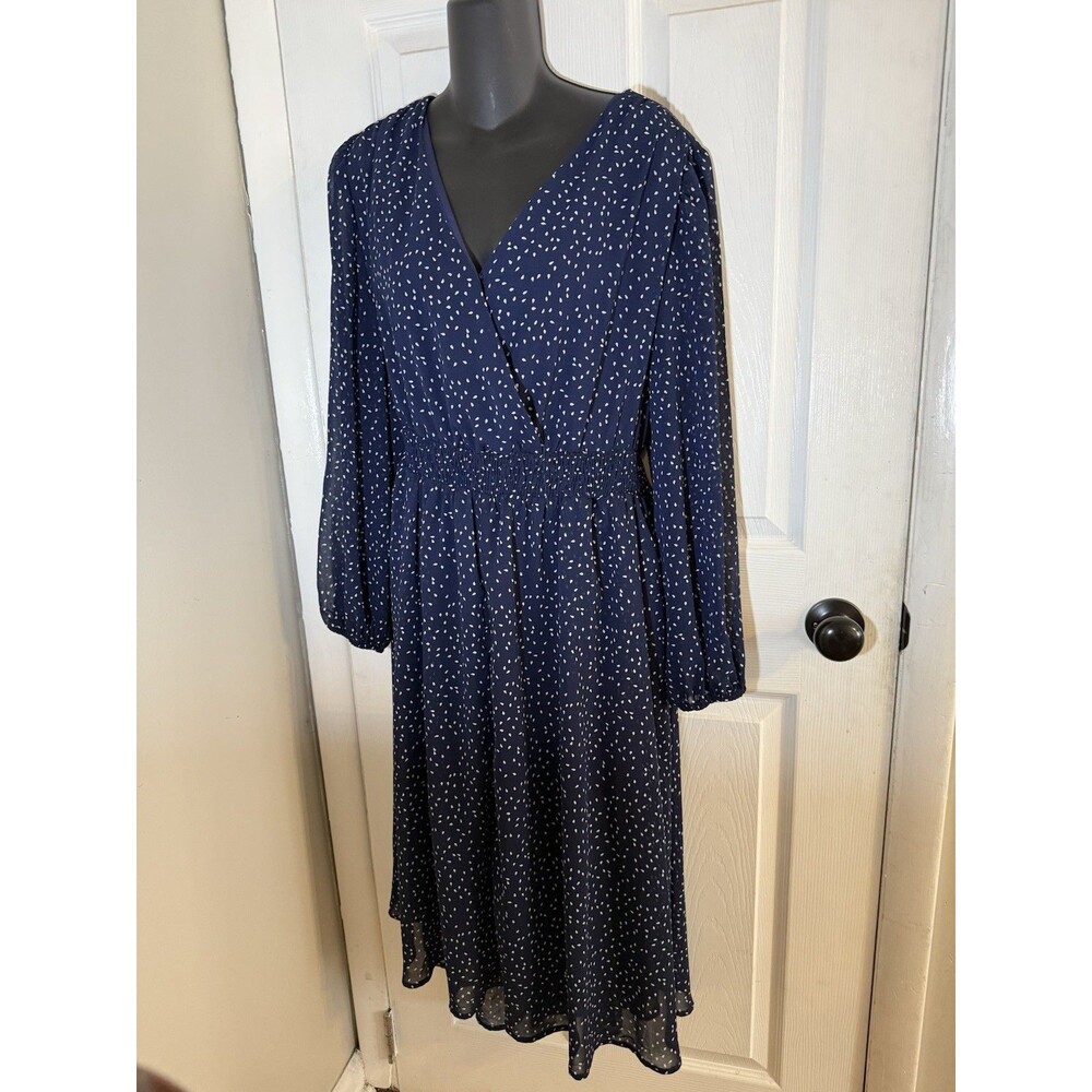 Bloomchic Womens Size 14-16 Navy Blue White Dots  Dress NWT